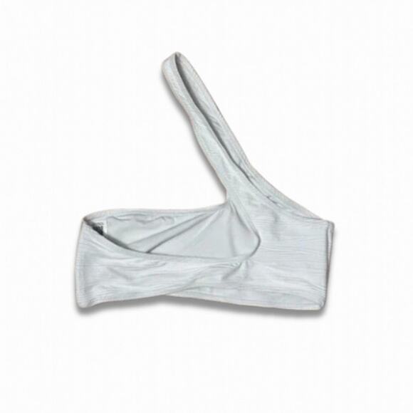 Topshop Bikini Swim Top One Shoulder Asymmetric Cut Out Stretchy White W 8 NWOT - Picture 4 of 8